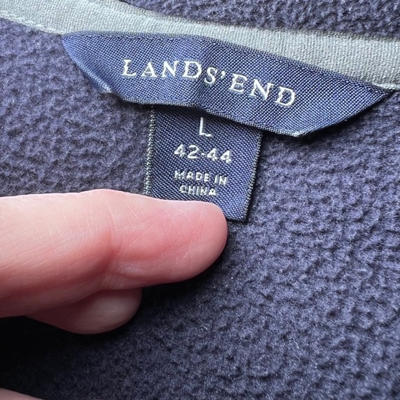 Lands End Fleece Vest Mens Large Navy Blue Full Zip Outdoors Hiking Fall Winter - Picture 4 of 14